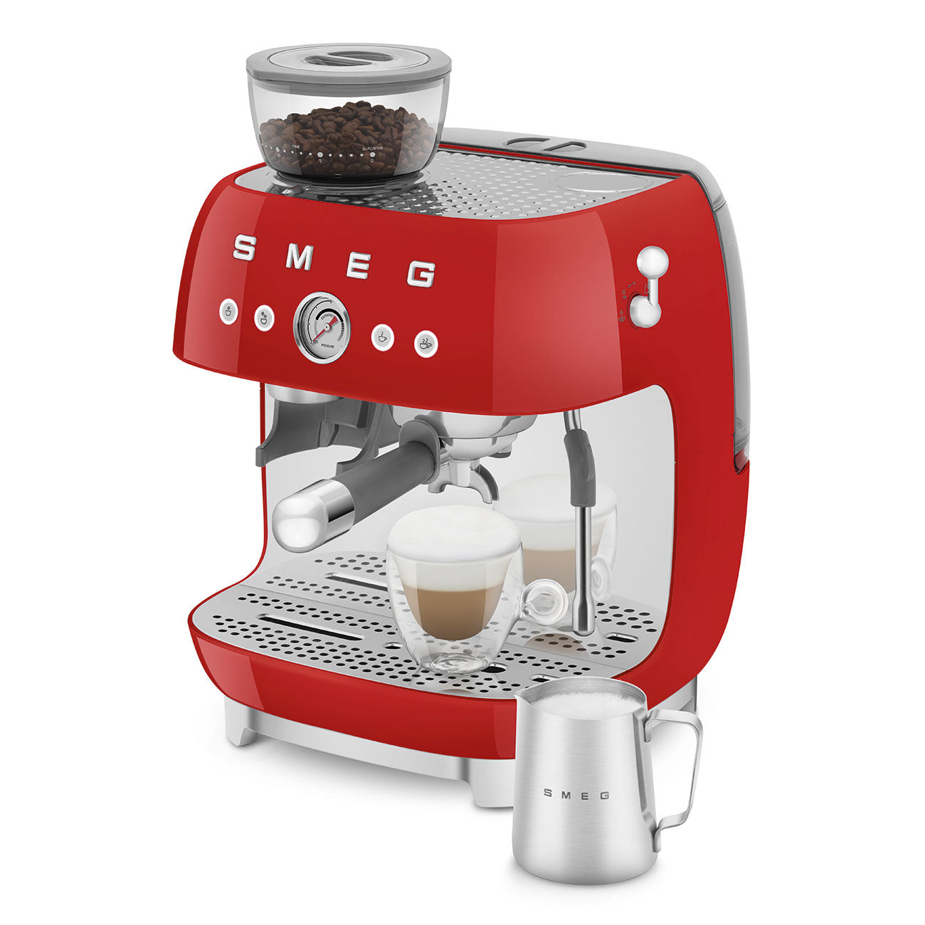 Smeg Espressomaschine mit Siebträger und Kaffeemühle