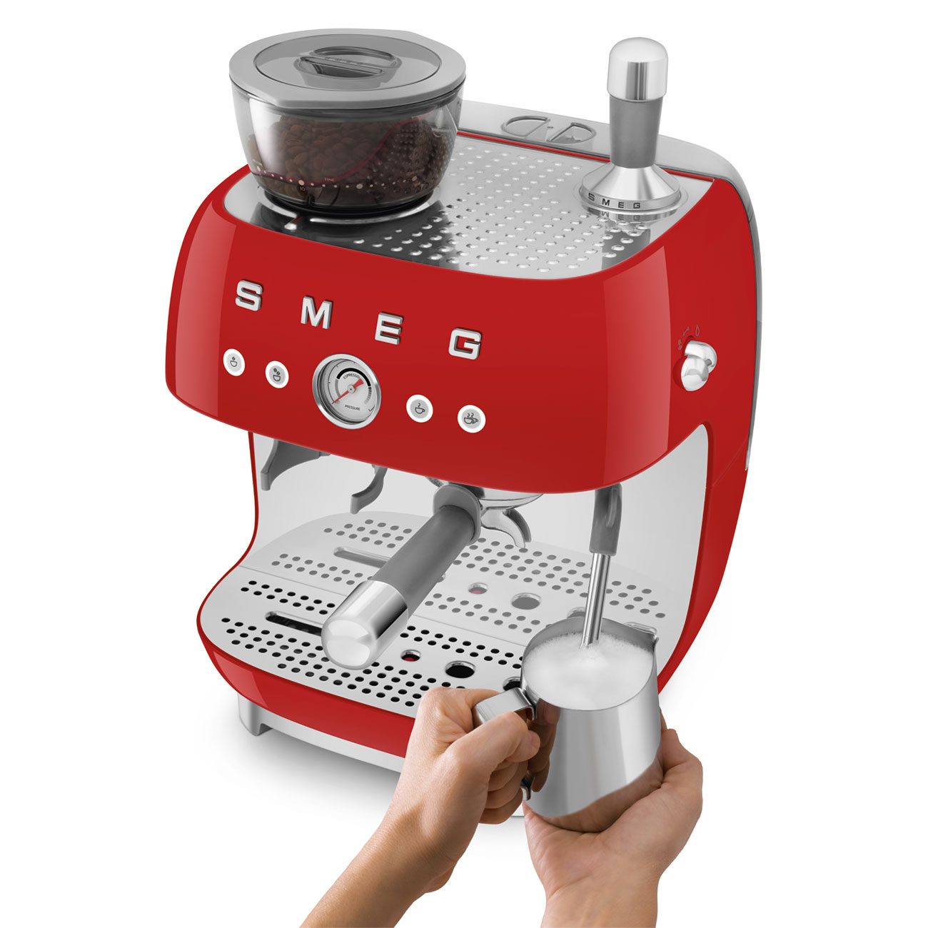Smeg Espressomaschine mit Siebträger und Kaffeemühle